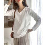 フライスVネックロングスリーブ無地ミドル丈Tシャツ(長袖) | Classical Elf  | 詳細画像3 