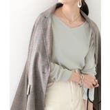 フライスVネックロングスリーブ無地ミドル丈Tシャツ(長袖) | Classical Elf  | 詳細画像11 