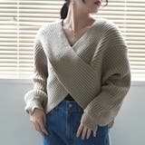 51.ベージュ | 2WAYクロスデザインニット プルオーバー トップス 秋冬 | SELECT LEVERY 