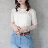 アイボリー | レースパッチワークプルオーバー シアーTシャツ トップス | SELECT LEVERY 