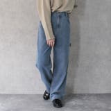 ブルー | カラーステッチペインターデニムパンツ ボトムス オールシーズン 春夏 秋冬 | SELECT LEVERY