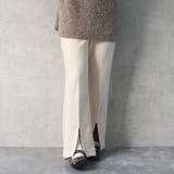 アイボリー | フェイクスエードセミフレアパンツ ボトムス スリット ロング 秋冬 春 | SELECT LEVERY