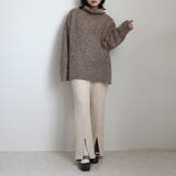 フェイクスエードセミフレアパンツ ボトムス スリット ロング 秋冬 春 | SELECT LEVERY | 詳細画像2