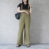 カーキ | 配色ステッチベイカーサロペット パンツ ロングシーズン 春夏 秋冬 | SELECT LEVERY