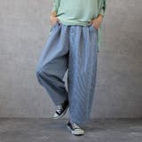 《NEW》ヒッコリー(ブルー）股下丈58cm | サーカスパンツ ワイド デニム | SELECT LEVERY 