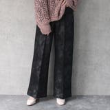 ウエストギャザーゴム内側紐サイズ調整あり マーブル調ワイドパンツ ボトムス | SELECT LEVERY  | 詳細画像25 