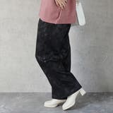 ウエストギャザーゴム内側紐サイズ調整あり マーブル調ワイドパンツ ボトムス | SELECT LEVERY  | 詳細画像32 