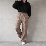 ウエストギャザーゴム内側紐サイズ調整あり マーブル調ワイドパンツ ボトムス | SELECT LEVERY  | 詳細画像20 