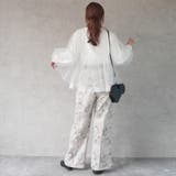 ウエストギャザーゴム内側紐サイズ調整あり マーブル調ワイドパンツ ボトムス | SELECT LEVERY  | 詳細画像14 