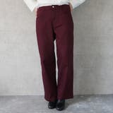 ボルドー | 裏起毛ワイドパンツ デニム ストレッチ ボトムス 秋冬 | SELECT LEVERY