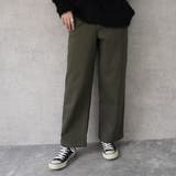 カーキ | 裏起毛ワイドパンツ デニム ストレッチ ボトムス 秋冬 | SELECT LEVERY