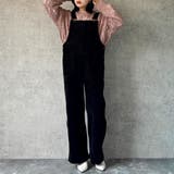 ブラック | コーデュロイサロペット オーバーオール オールインワン ワイドパンツ 秋冬 | SELECT LEVERY