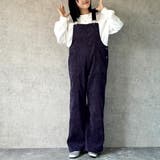 パープル | コーデュロイサロペット オーバーオール オールインワン ワイドパンツ 秋冬 | SELECT LEVERY