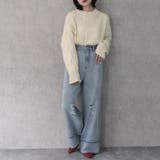 クラッシュダメージ加工 リメイク風デニムワイドパンツ ボトムス | SELECT LEVERY | 詳細画像5