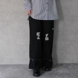 クラッシュダメージ加工 リメイク風デニムワイドパンツ ボトムス | SELECT LEVERY | 詳細画像11