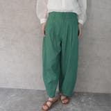 グリーン | 麻100%サーカスパンツ リネンバナナワイドパンツ 裏地付き | SELECT LEVERY 
