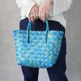 ブルー | ミックスカラーミニカゴバッグ ハンドバッグ コンパクト 服飾雑貨  | SELECT LEVERY 