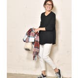 裾ラウンドカットフレアニットトップス(セーター 長袖 クルーネック | coca | 詳細画像7