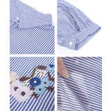 バルーンスリーブ花柄刺繍ストライプシャツ(五分袖 七分袖 トップス | coca | 詳細画像3 