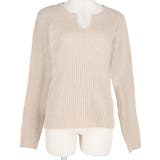 やわらかキーネックリブニットトップス yokoさん着用 | coca | 詳細画像3 