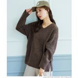 ［Brown］ | ヤク風Vネックプルオーバーニット | coca