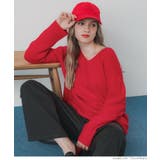 ［Red］ | ヤク風Vネックプルオーバーニット | coca