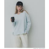 ［Lt.blue］ | ヤク風Vネックプルオーバーニット | coca
