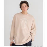 ［Lt.beige］ | ポリエステルコットン裏起毛レギュラーベアイラストトップス メンズ | coca