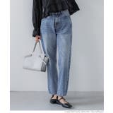 ［Blue］ | ウォッシュドデニムテーパードパンツ レディース | coca