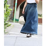デニムライク大人スウェットマキシスカート 大石参月さん着用(デニムスカート フレア | coca | 詳細画像15