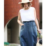 デニムライク大人スウェットマキシスカート 大石参月さん着用(デニムスカート フレア | coca | 詳細画像10