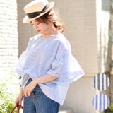 値下げ 2490円→1690円袖フレアピンストライプトップス 田中亜希子さん着用… | coca | 詳細画像1 