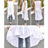 たっぷり裾フリルテールカットワンピース(ノースリーブ タンクトップ 切りっぱなし | coca | 詳細画像17