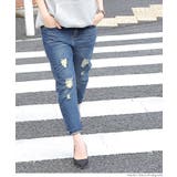 ゆったりシルエットのダメージデニムパンツ（ボーイフレンド ジーンズ クロップド丈 | coca | 詳細画像5 