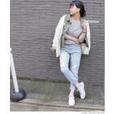 ゆったりシルエットのダメージデニムパンツ（ボーイフレンド ジーンズ クロップド丈 | coca | 詳細画像10 