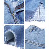 グラデーションスリットデニムスカート(フリンジ ハーフ丈 フレイドヘム | coca | 詳細画像3