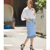 グラデーションスリットデニムスカート(フリンジ ハーフ丈 フレイドヘム | coca | 詳細画像9