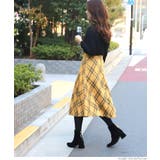フェイクスウェードぼかしチェック柄フレアスカート(Aライン ミディ丈 ロング丈 | coca | 詳細画像12