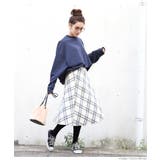 フェイクスウェードぼかしチェック柄フレアスカート(Aライン ミディ丈 ロング丈 | coca | 詳細画像13