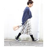 フェイクスウェードぼかしチェック柄フレアスカート(Aライン ミディ丈 ロング丈 | coca | 詳細画像16