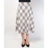 フェイクスウェードぼかしチェック柄フレアスカート(Aライン ミディ丈 ロング丈 | coca | 詳細画像4