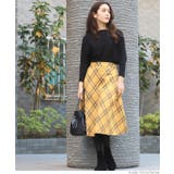 フェイクスウェードぼかしチェック柄フレアスカート(Aライン ミディ丈 ロング丈 | coca | 詳細画像9