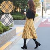 フェイクスウェードぼかしチェック柄フレアスカート(Aライン ミディ丈 ロング丈 | coca | 詳細画像1