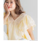 ［Yellow］ | Vネック袖フリルブラウス レディース | coca