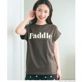 ［Brown］ | フレンチスリーブロゴプリントTシャツ | coca