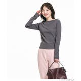 ［Gray］ | デコルテを美しく見せるボートネックデザインのリブカットソー | coca