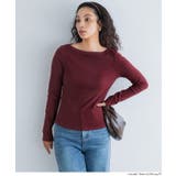 デコルテを美しく見せるボートネックデザインのリブカットソー | coca | 詳細画像15