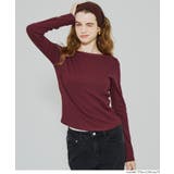 ［Wine］ | デコルテを美しく見せるボートネックデザインのリブカットソー | coca