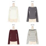 デコルテを美しく見せるボートネックデザインのリブカットソー | coca | 詳細画像24