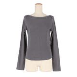 デコルテを美しく見せるボートネックデザインのリブカットソー | coca | 詳細画像3